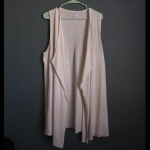 2/$13 New Directions White Open Front Vest Sleeveless Knit Solid - Large